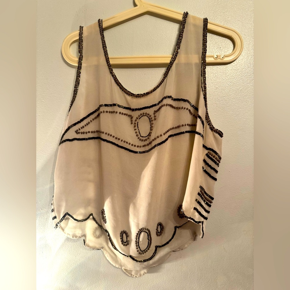 Hazel Black and Cream Embellished Crop Top Large - Picture 3 of 3